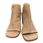 Vince Camuto Perforated Peep Toe Booties Tan Suede Block Heel Size 8.5
