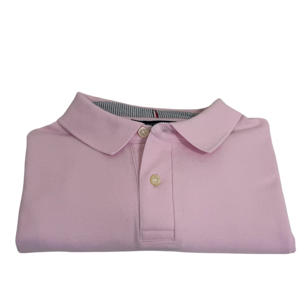 Tommy Hilfiger pink men's polo in size L