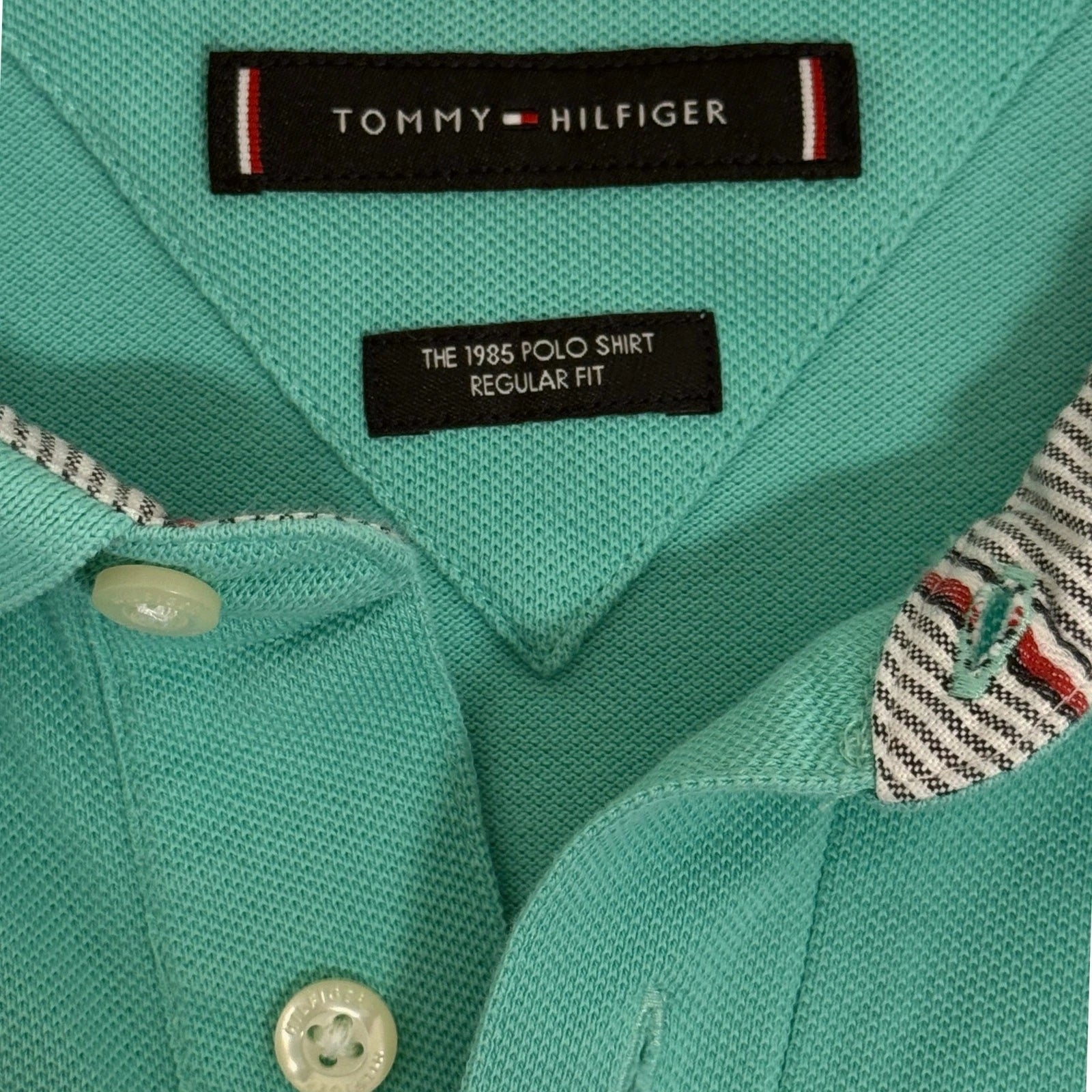 Tommy Hilfiger light blue men's polo in size L