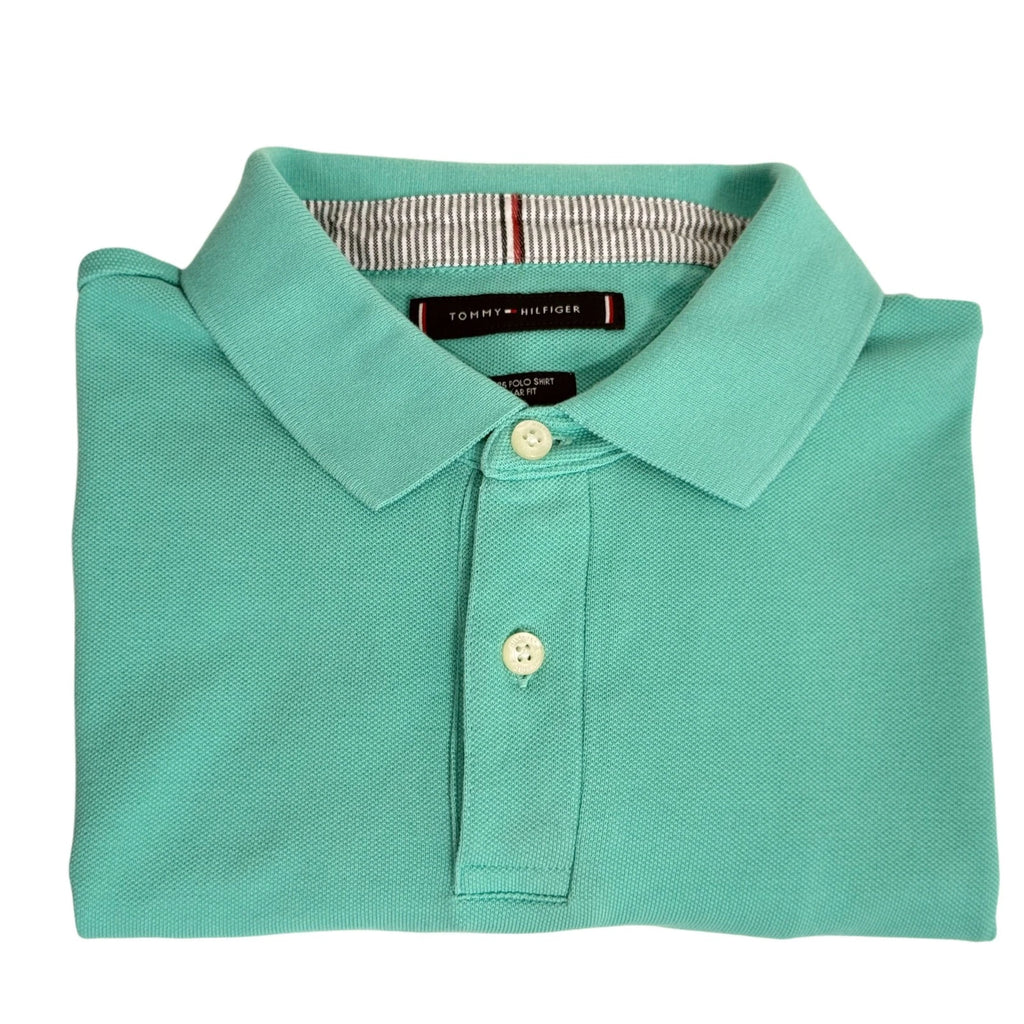 Tommy Hilfiger light blue men's polo in size L