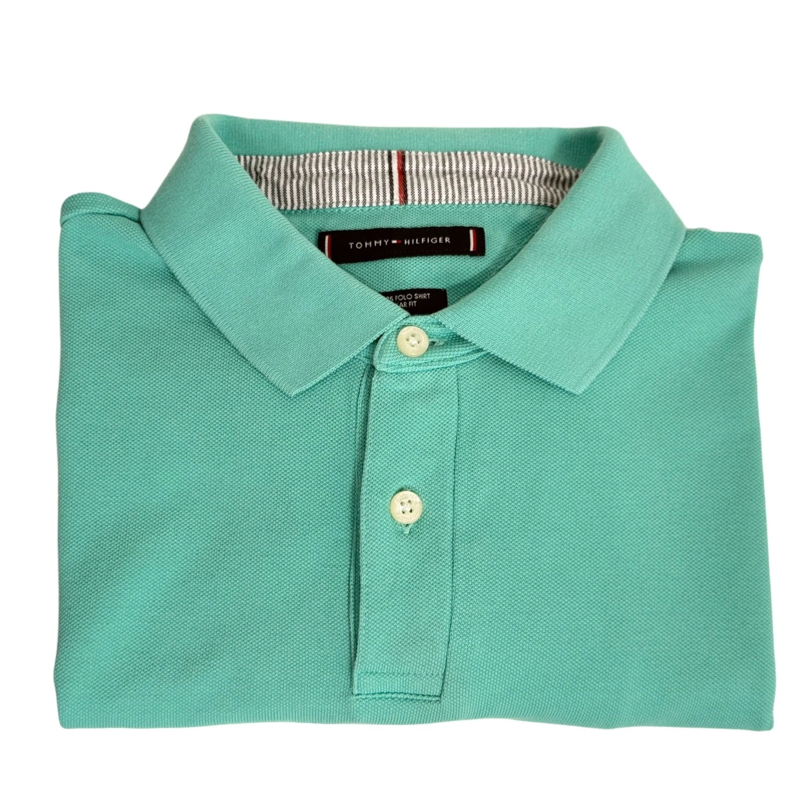 Tommy Hilfiger light blue men's polo in size L