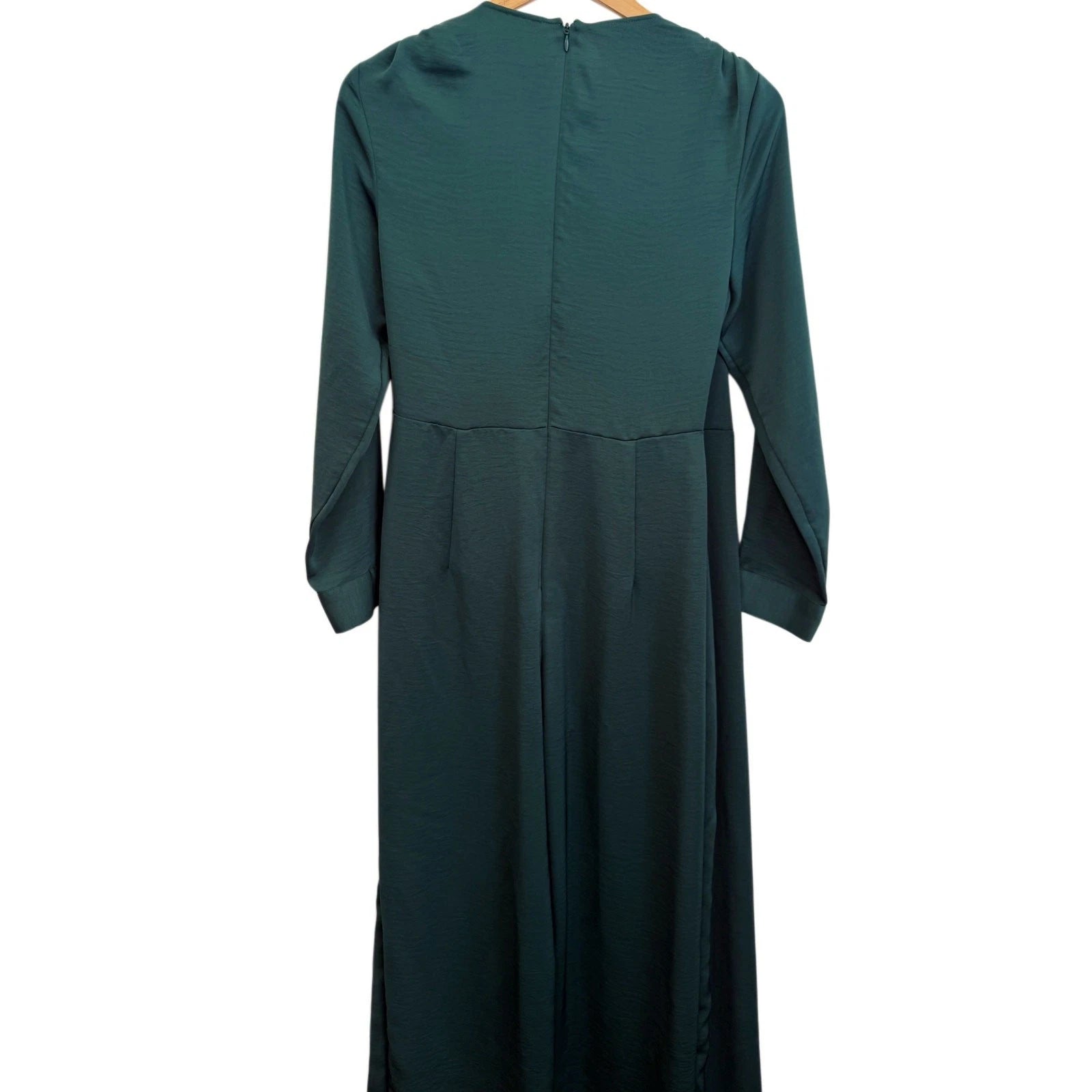 ZARA Emerald Green Satin Wrap Jumpsuit Size M New Without Tags