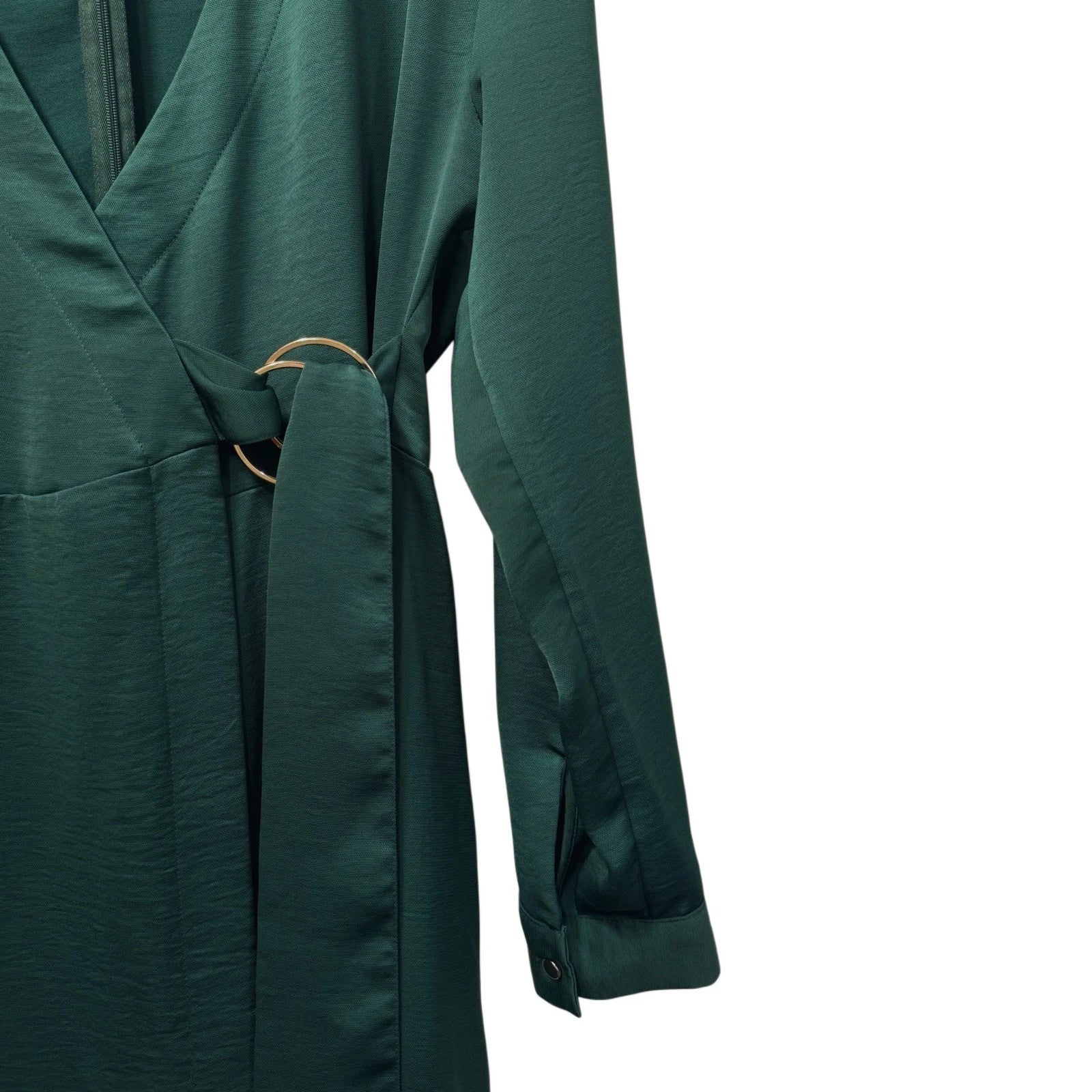 ZARA Emerald Green Satin Wrap Jumpsuit Size M New Without Tags