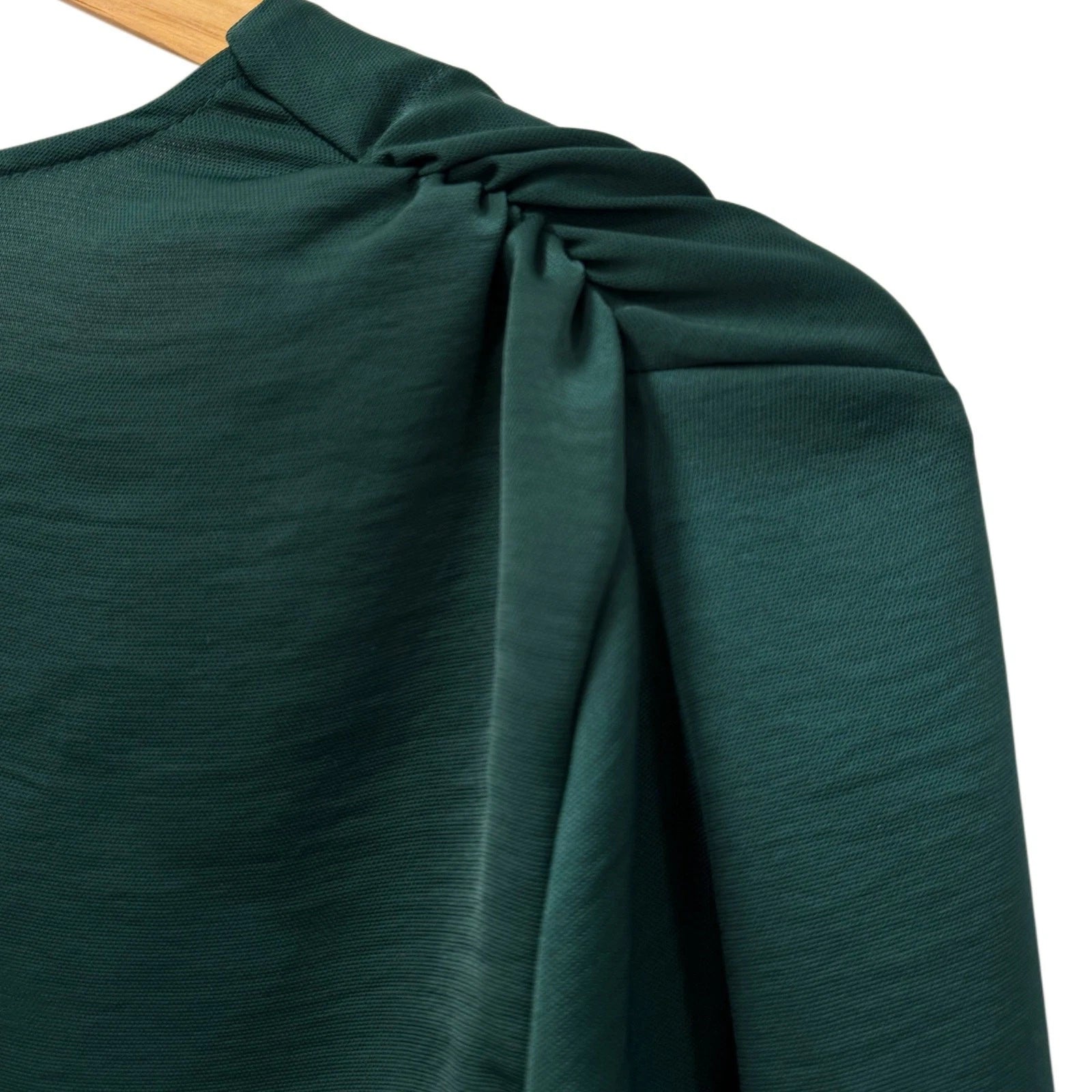 ZARA Emerald Green Satin Wrap Jumpsuit Size M New Without Tags