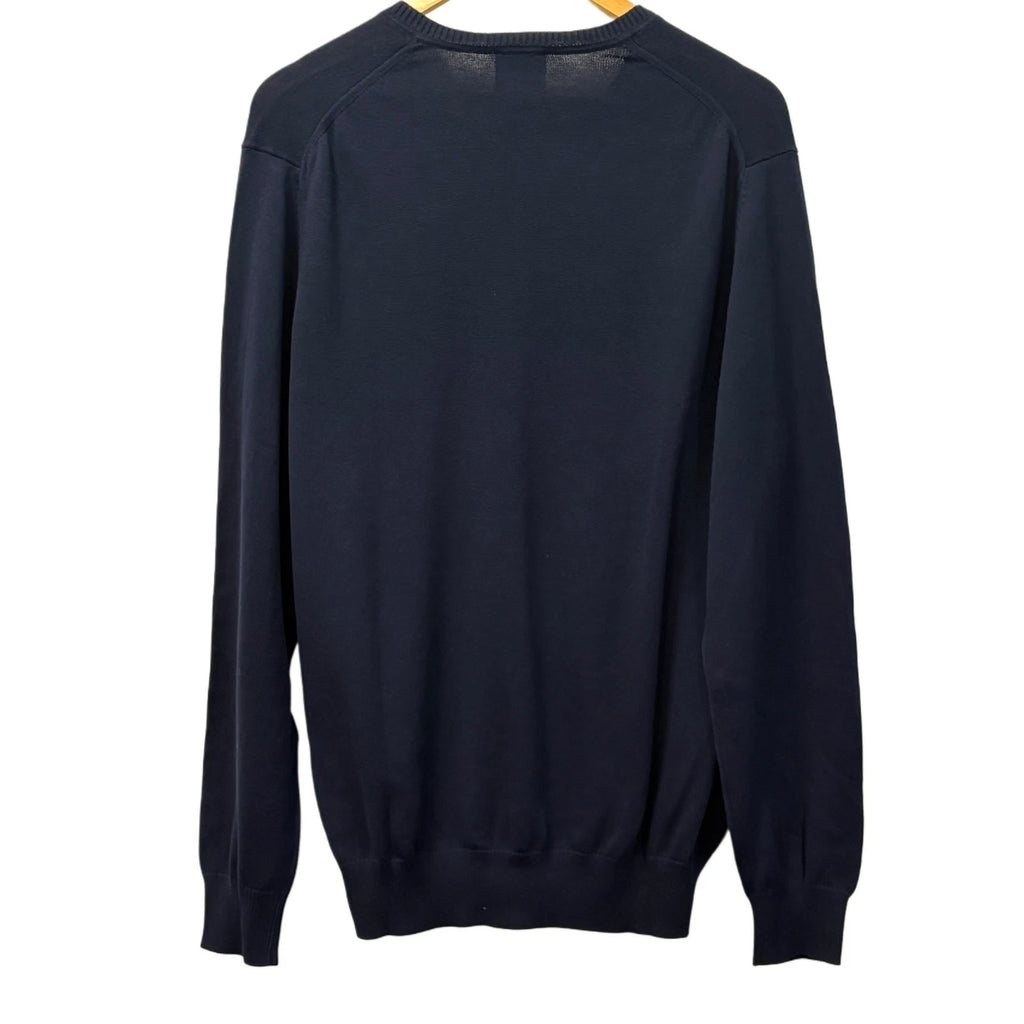 NEW Jos A Bank Traveler Pima Cotton Sweater Men’s Large Navy V-Neck Lightweight
