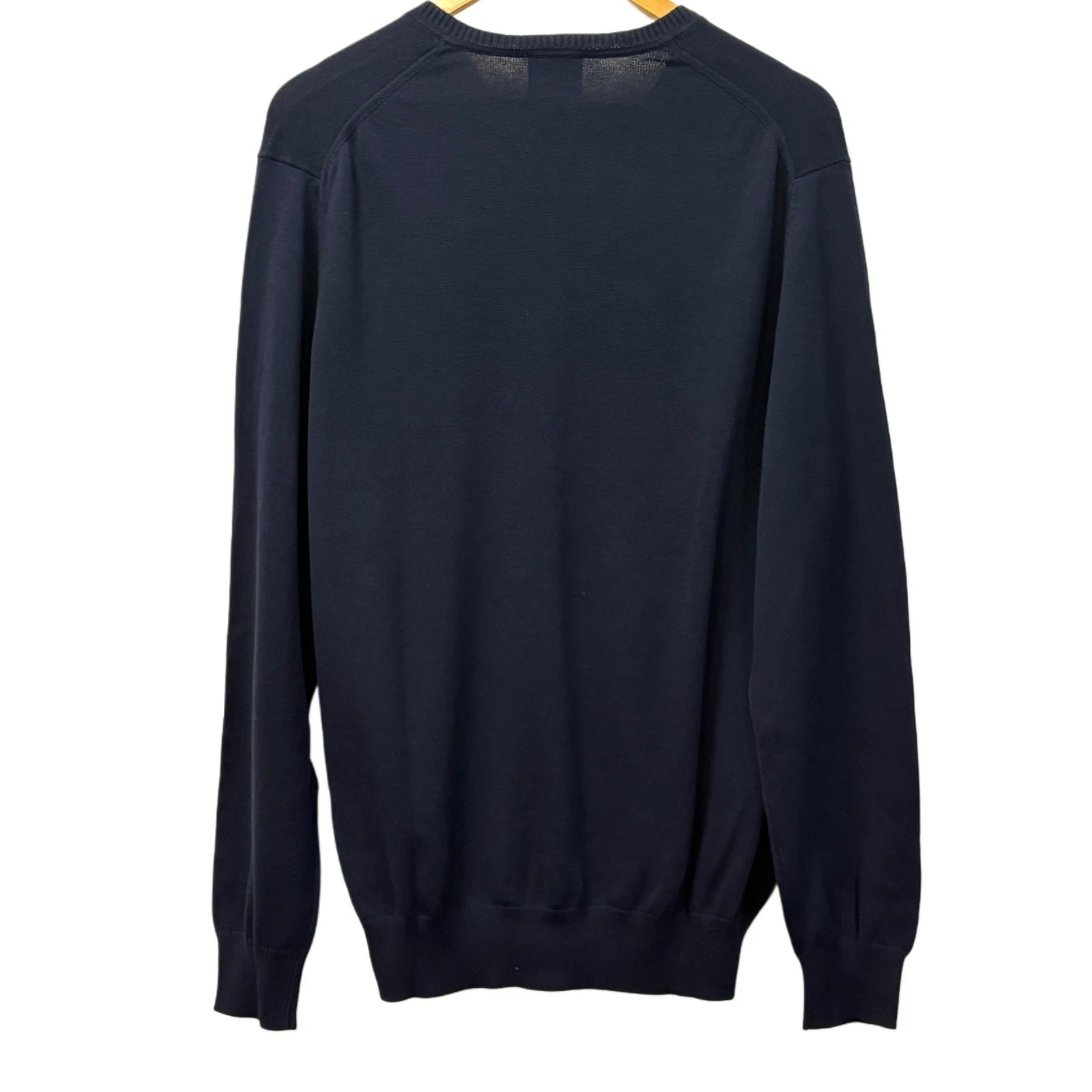 NEW Jos A Bank Traveler Pima Cotton Sweater Men’s Large Navy V-Neck Lightweight
