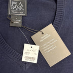 NEW Jos A Bank Traveler Pima Cotton Sweater Men’s Large Navy V-Neck Lightweight