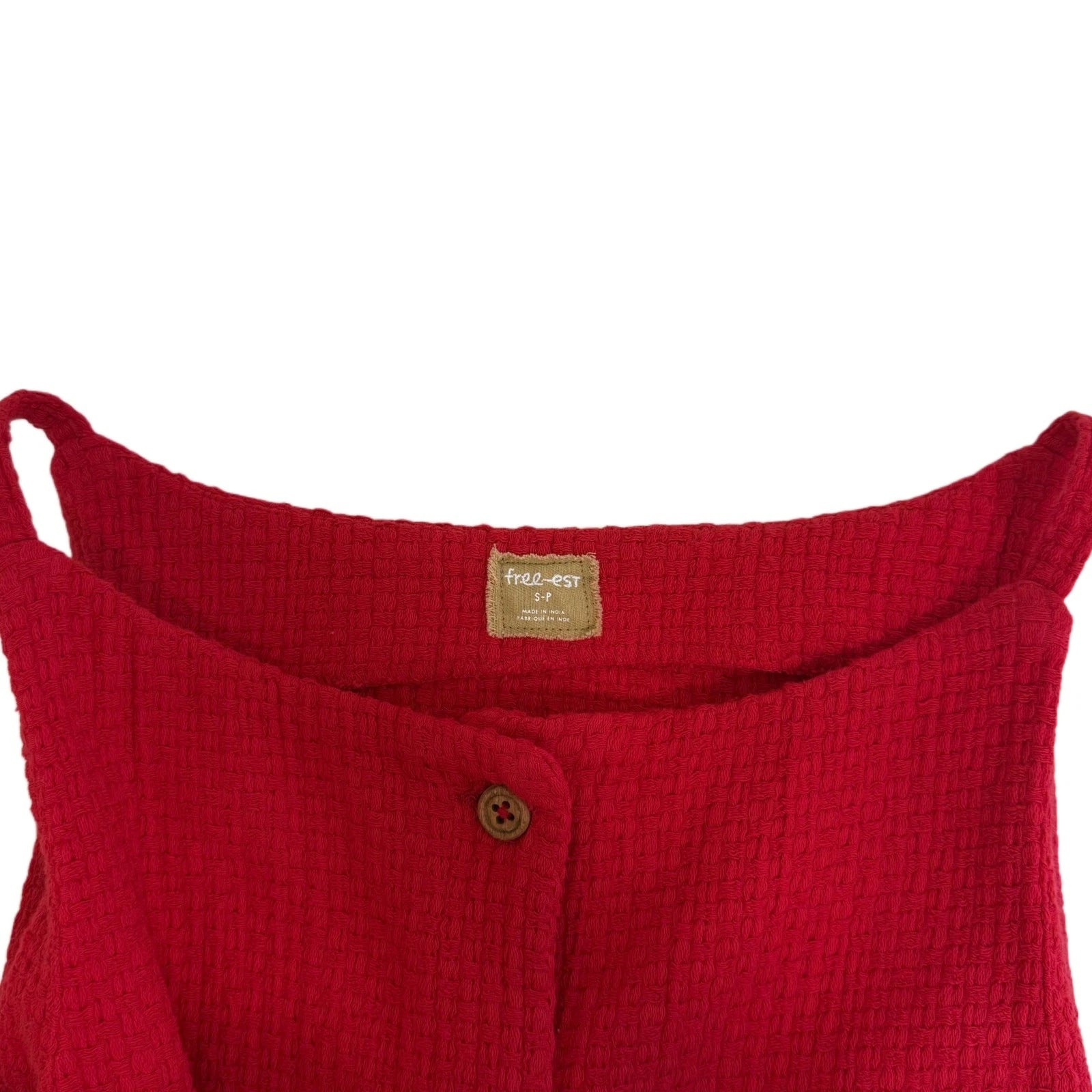 Free Est. red cotton vest shirt button down for woman is size s/p