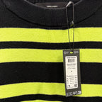 NEW- Vero Moda Black & Neon Green Striped Sweater
