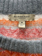 Burberry London Fair Isle Wool Blend Sweater Women’s Size M Gray Orange Red