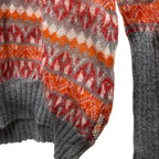 Burberry London Fair Isle Wool Blend Sweater Women’s Size M Gray Orange Red
