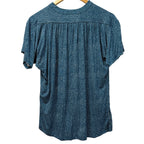 Maeve Anthropologie Blue Print Blouse Size Small Viscose Short Sleeve Boho Top