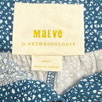 Maeve Anthropologie Blue Print Blouse Size Small Viscose Short Sleeve Boho Top