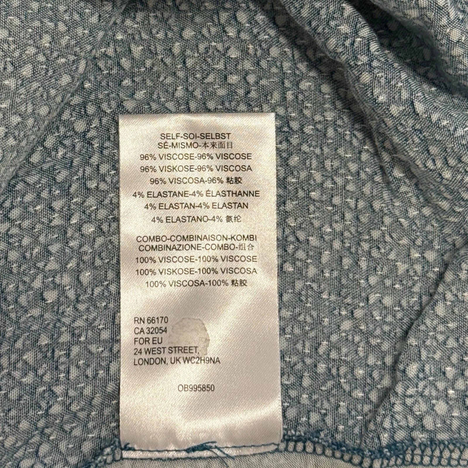 Maeve Anthropologie Blue Print Blouse Size Small Viscose Short Sleeve Boho Top