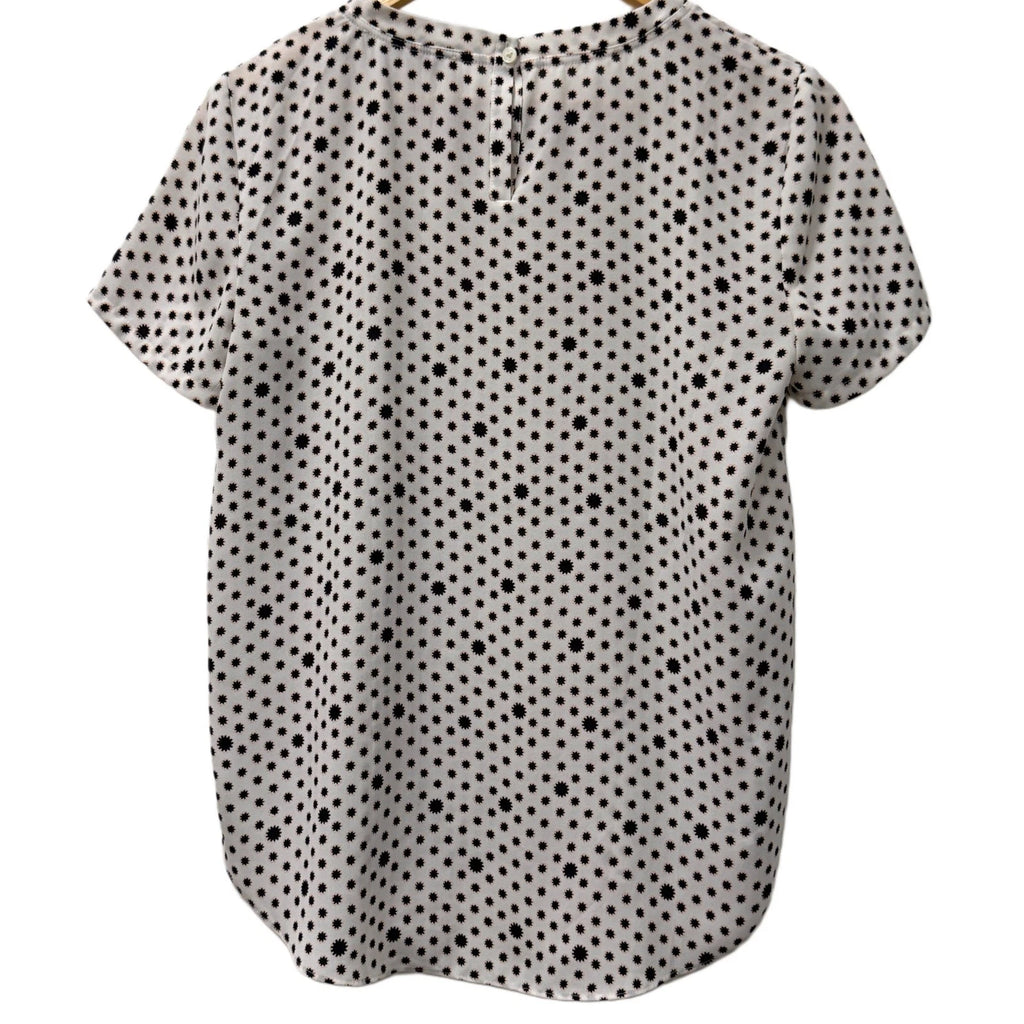 Loft woman's xs white blouse with black flower details