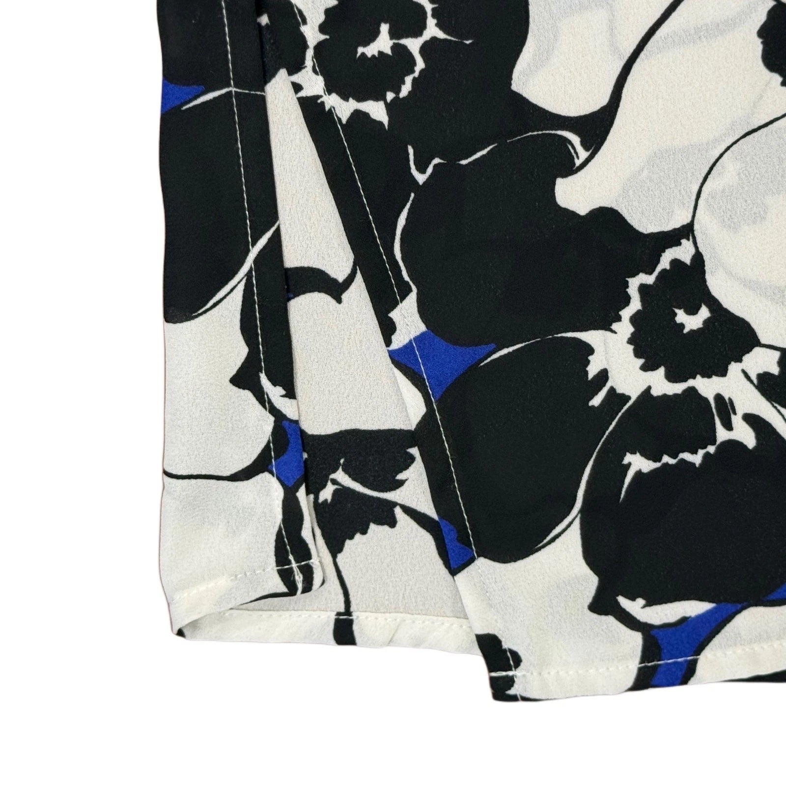 Who What Wear Floral Sleeveless Blouse Size S Black White Blue High-Low Hem Top