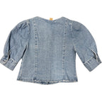 Bailey 44 Denim Top Puff Sleeve Chambray Button Front Women M