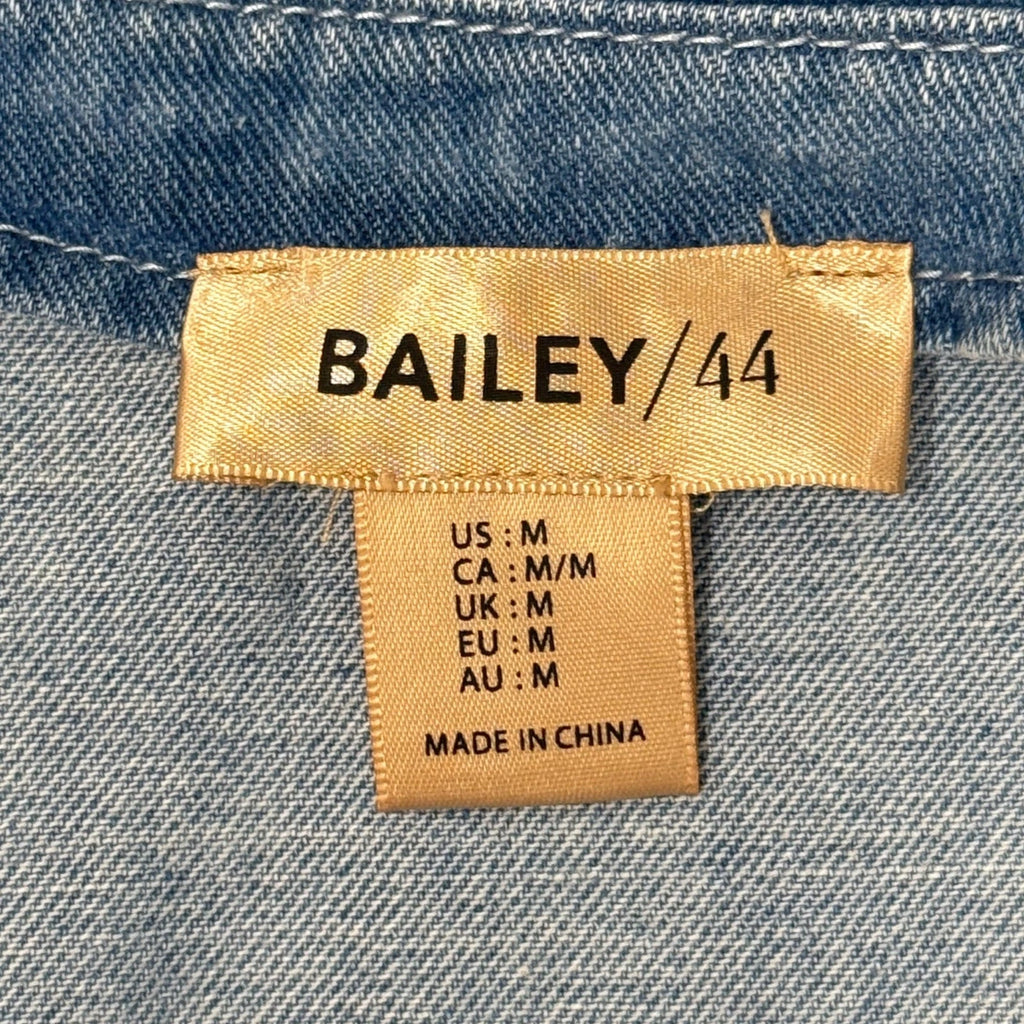 Bailey 44 Denim Top Puff Sleeve Chambray Button Front Women M