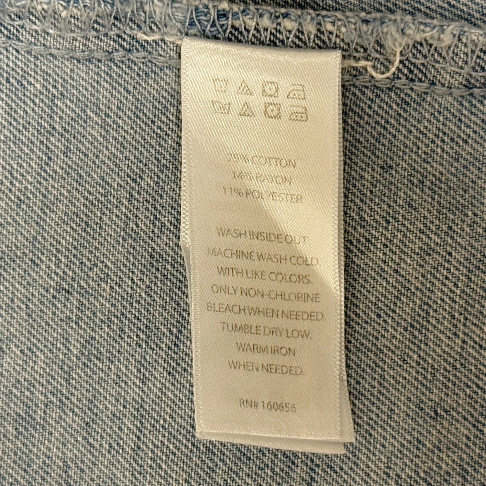 Bailey 44 Denim Top Puff Sleeve Chambray Button Front Women M