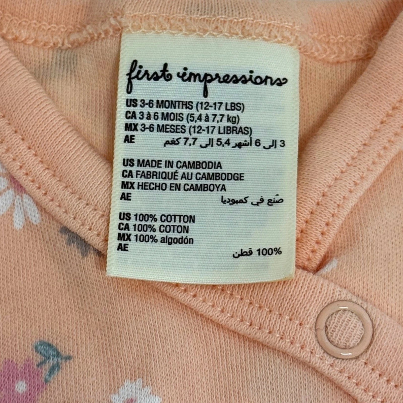 First impressions baby girl pants and top set in floral pink size  3-6 month